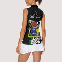Cook Islands Independence Day Women Sleeveless Polo Shirt Kuki Airani Tiare Maori Polynesian Pattern - Black LT14 - Polynesian Pride