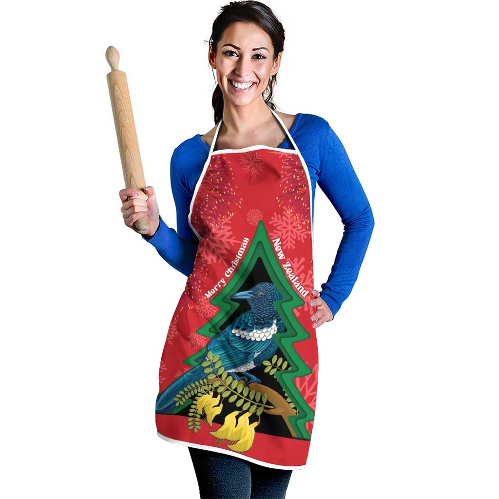 New Zealand Christmas In July Apron Kowhai Tui Bird With Pohutukawa - Red LT14 - Polynesian Pride