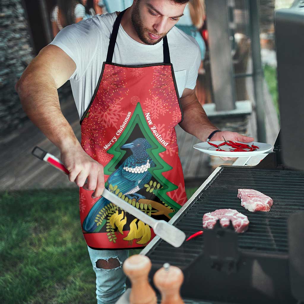 New Zealand Christmas In July Apron Kowhai Tui Bird With Pohutukawa - Red LT14 - Polynesian Pride