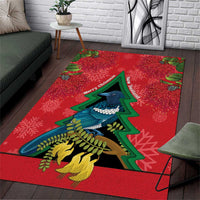 New Zealand Christmas In July Area Rug Kowhai Tui Bird With Pohutukawa - Red