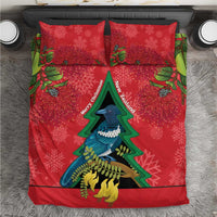 New Zealand Christmas In July Bedding Set Kowhai Tui Bird With Pohutukawa - Red LT14 Red - Polynesian Pride