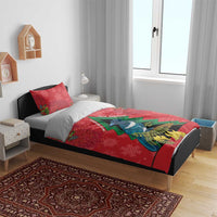 New Zealand Christmas In July Bedding Set Kowhai Tui Bird With Pohutukawa - Red LT14 - Polynesian Pride