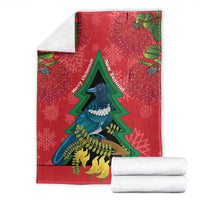 New Zealand Christmas In July Blanket Kowhai Tui Bird With Pohutukawa - Red LT14 - Polynesian Pride