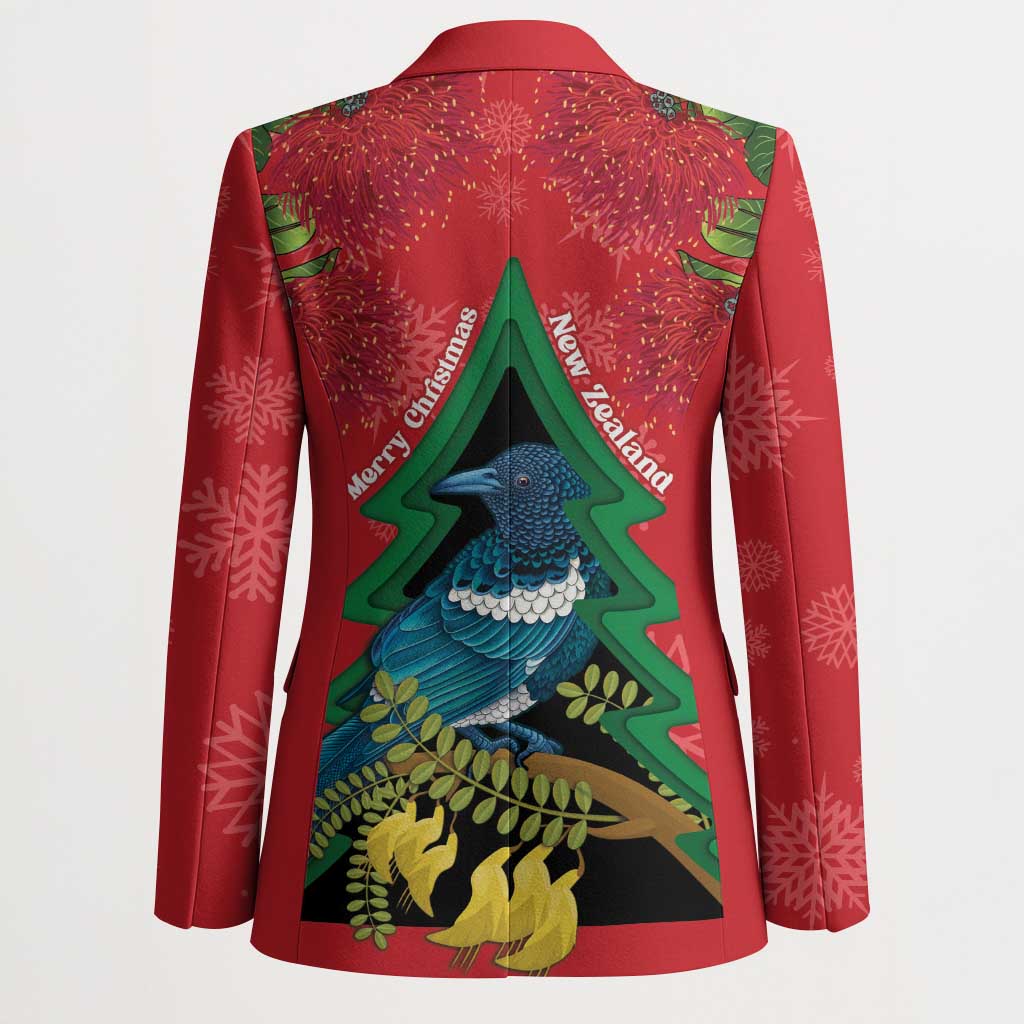 New Zealand Christmas In July Blazer Kowhai Tui Bird With Pohutukawa - Red LT14 - Polynesian Pride