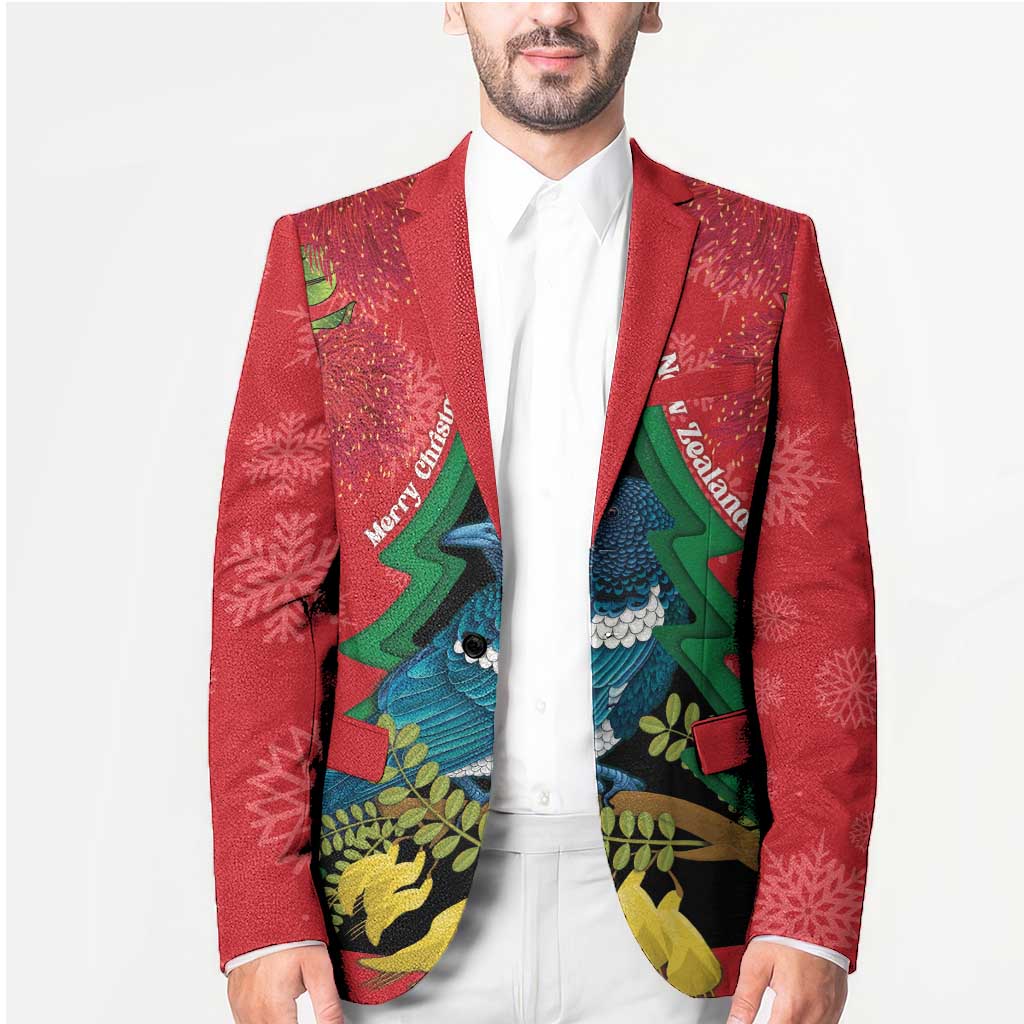 New Zealand Christmas In July Blazer Kowhai Tui Bird With Pohutukawa - Red LT14 - Polynesian Pride