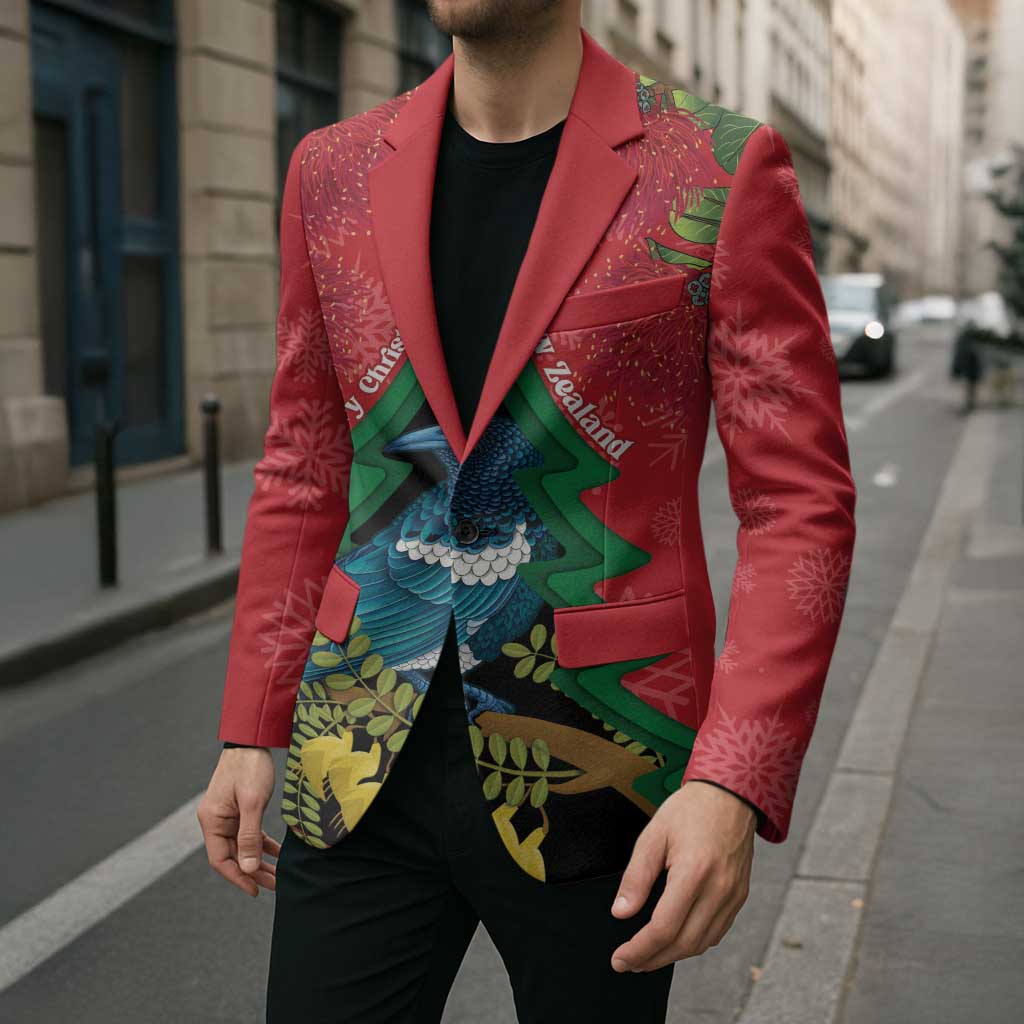 New Zealand Christmas In July Blazer Kowhai Tui Bird With Pohutukawa - Red LT14 - Polynesian Pride