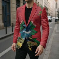 New Zealand Christmas In July Blazer Kowhai Tui Bird With Pohutukawa - Red LT14 - Polynesian Pride