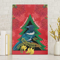 New Zealand Christmas In July Canvas Wall Art Kowhai Tui Bird With Pohutukawa - Red LT14 Without Frame Red - Polynesian Pride