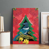New Zealand Christmas In July Canvas Wall Art Kowhai Tui Bird With Pohutukawa - Red LT14 - Polynesian Pride