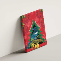New Zealand Christmas In July Canvas Wall Art Kowhai Tui Bird With Pohutukawa - Red LT14 - Polynesian Pride