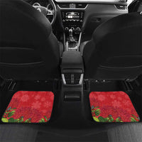 New Zealand Christmas In July Car Mats Kowhai Tui Bird With Pohutukawa - Red LT14 Set 2pcs - Back Red - Polynesian Pride