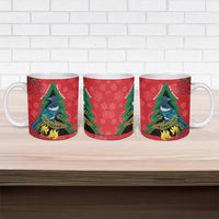 New Zealand Christmas In July Ceramic Mug Kowhai Tui Bird With Pohutukawa - Red LT14 - Polynesian Pride