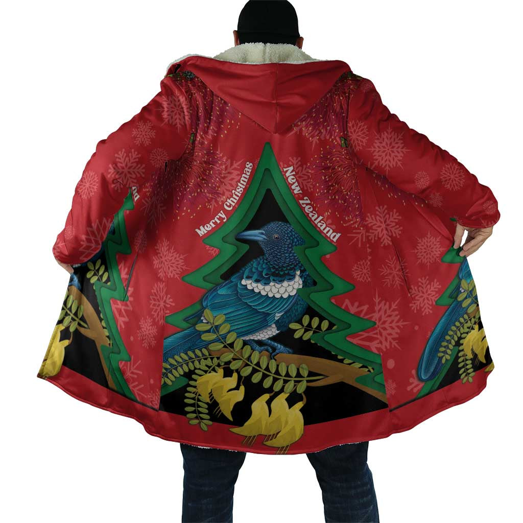 New Zealand Christmas In July Cloak Kowhai Tui Bird With Pohutukawa - Red LT14 - Polynesian Pride