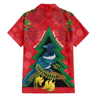 New Zealand Christmas In July Family Matching Summer Maxi Dress and Hawaiian Shirt Kowhai Tui Bird With Pohutukawa - Red LT14 - Polynesian Pride