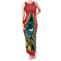 New Zealand Christmas In July Family Matching Tank Maxi Dress and Hawaiian Shirt Kowhai Tui Bird With Pohutukawa - Red LT14 Mom's Dress Red - Polynesian Pride