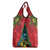 New Zealand Christmas In July Grocery Bag Kowhai Tui Bird With Pohutukawa - Red LT14 - Polynesian Pride