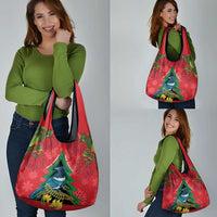 New Zealand Christmas In July Grocery Bag Kowhai Tui Bird With Pohutukawa - Red LT14 - Polynesian Pride