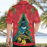 New Zealand Christmas In July Hawaiian Shirt Kowhai Tui Bird With Pohutukawa - Red LT14 - Polynesian Pride