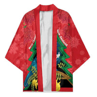 New Zealand Christmas In July Kimono Kowhai Tui Bird With Pohutukawa - Red LT14 Unisex Red - Polynesian Pride