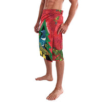 New Zealand Christmas In July Lavalava Kowhai Tui Bird With Pohutukawa - Red LT14 - Polynesian Pride