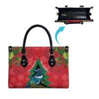 New Zealand Christmas In July Leather Bag Kowhai Tui Bird With Pohutukawa - Red LT14 - Polynesian Pride