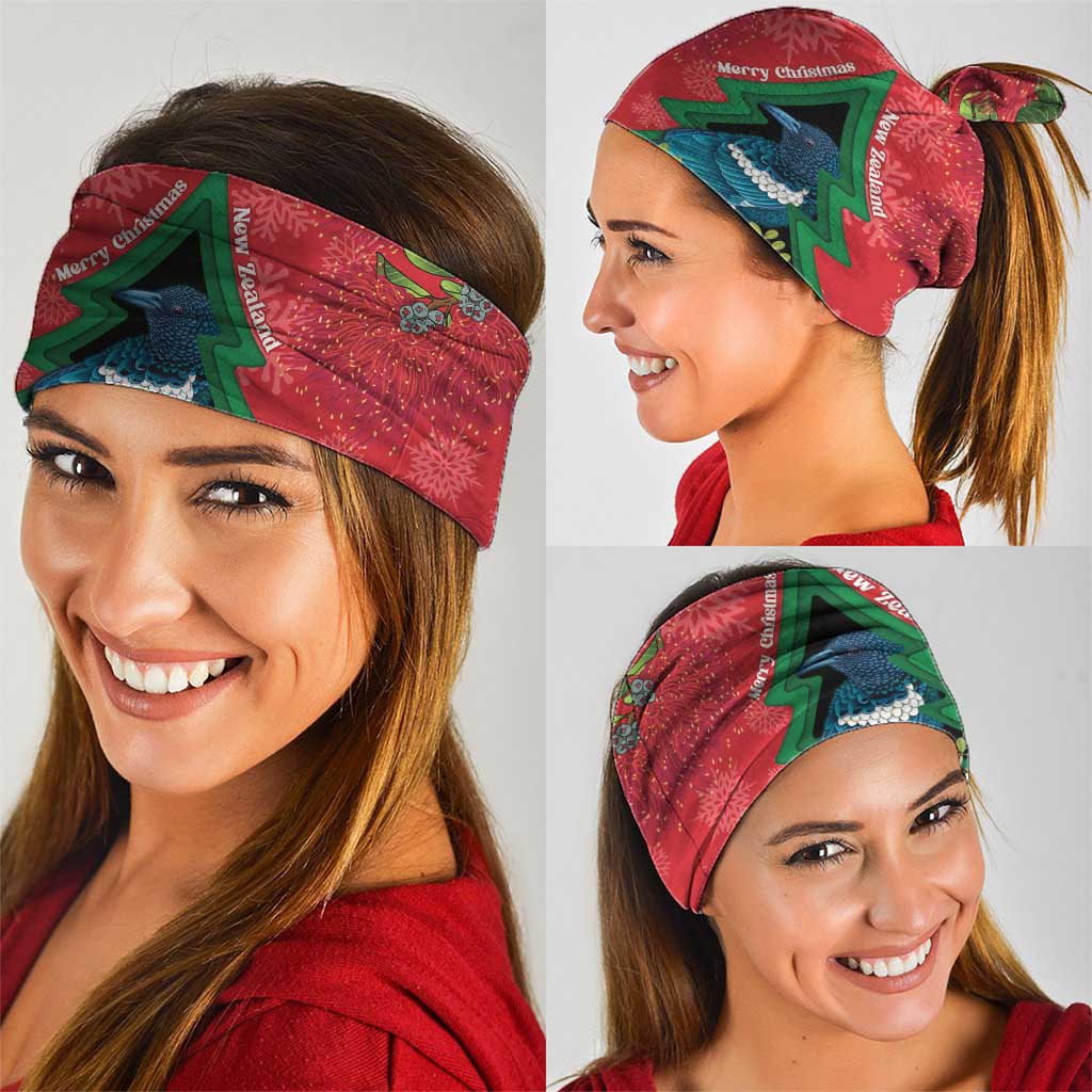 New Zealand Christmas In July Neck Gaiter Kowhai Tui Bird With Pohutukawa - Red LT14 - Polynesian Pride