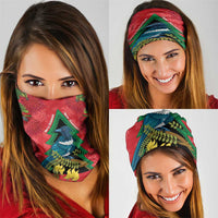 New Zealand Christmas In July Neck Gaiter Kowhai Tui Bird With Pohutukawa - Red LT14 - Polynesian Pride