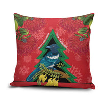 New Zealand Christmas In July Pillow Cover Kowhai Tui Bird With Pohutukawa - Red LT14 Red - Polynesian Pride