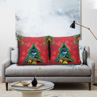 New Zealand Christmas In July Pillow Cover Kowhai Tui Bird With Pohutukawa - Red LT14 - Polynesian Pride
