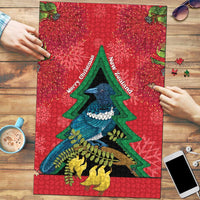 New Zealand Christmas In July Puzzle Kowhai Tui Bird With Pohutukawa - Red LT14 Red - Polynesian Pride