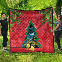 New Zealand Christmas In July Quilt Kowhai Tui Bird With Pohutukawa - Red LT14 - Polynesian Pride