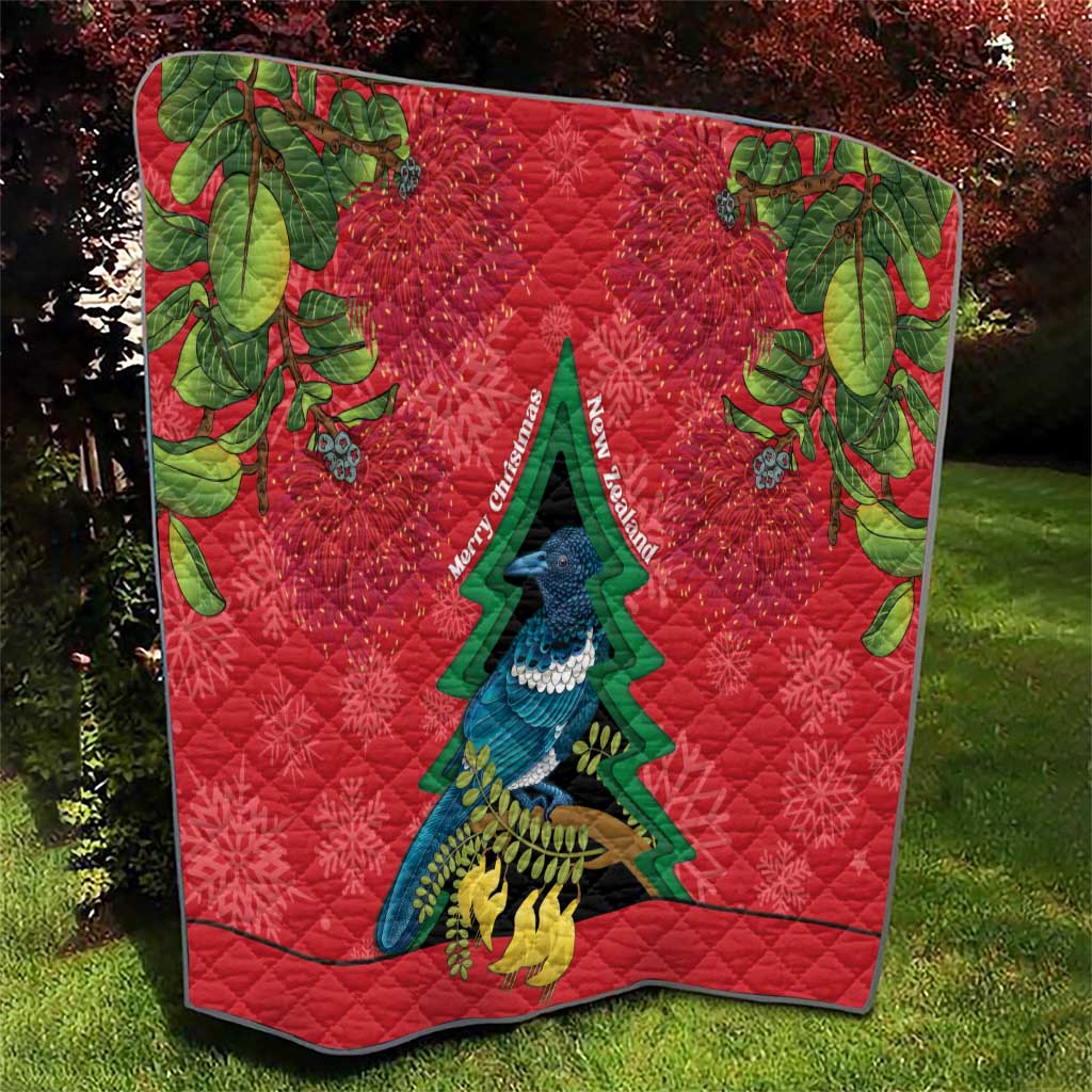 New Zealand Christmas In July Quilt Kowhai Tui Bird With Pohutukawa - Red LT14 - Polynesian Pride