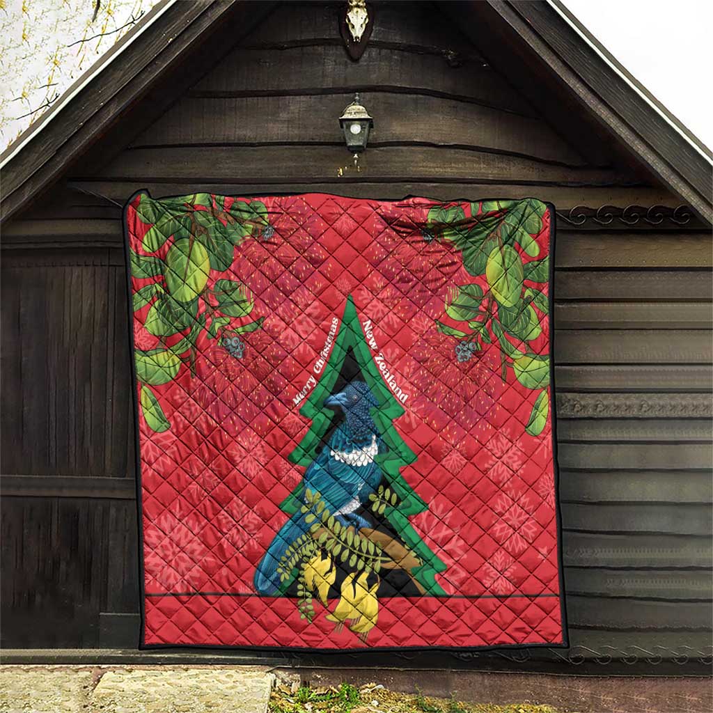 New Zealand Christmas In July Quilt Kowhai Tui Bird With Pohutukawa - Red LT14 - Polynesian Pride