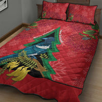 New Zealand Christmas In July Quilt Bed Set Kowhai Tui Bird With Pohutukawa - Red LT14 - Polynesian Pride