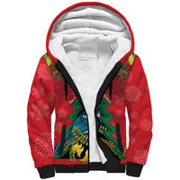 New Zealand Christmas In July Sherpa Hoodie Kowhai Tui Bird With Pohutukawa - Red LT14 Unisex Red - Polynesian Pride