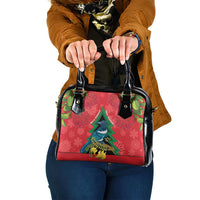 New Zealand Christmas In July Shoulder Handbag Kowhai Tui Bird With Pohutukawa - Red LT14 One Size Red - Polynesian Pride
