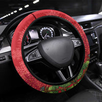 New Zealand Christmas In July Steering Wheel Cover Kowhai Tui Bird With Pohutukawa - Red LT14 Universal Fit Red - Polynesian Pride
