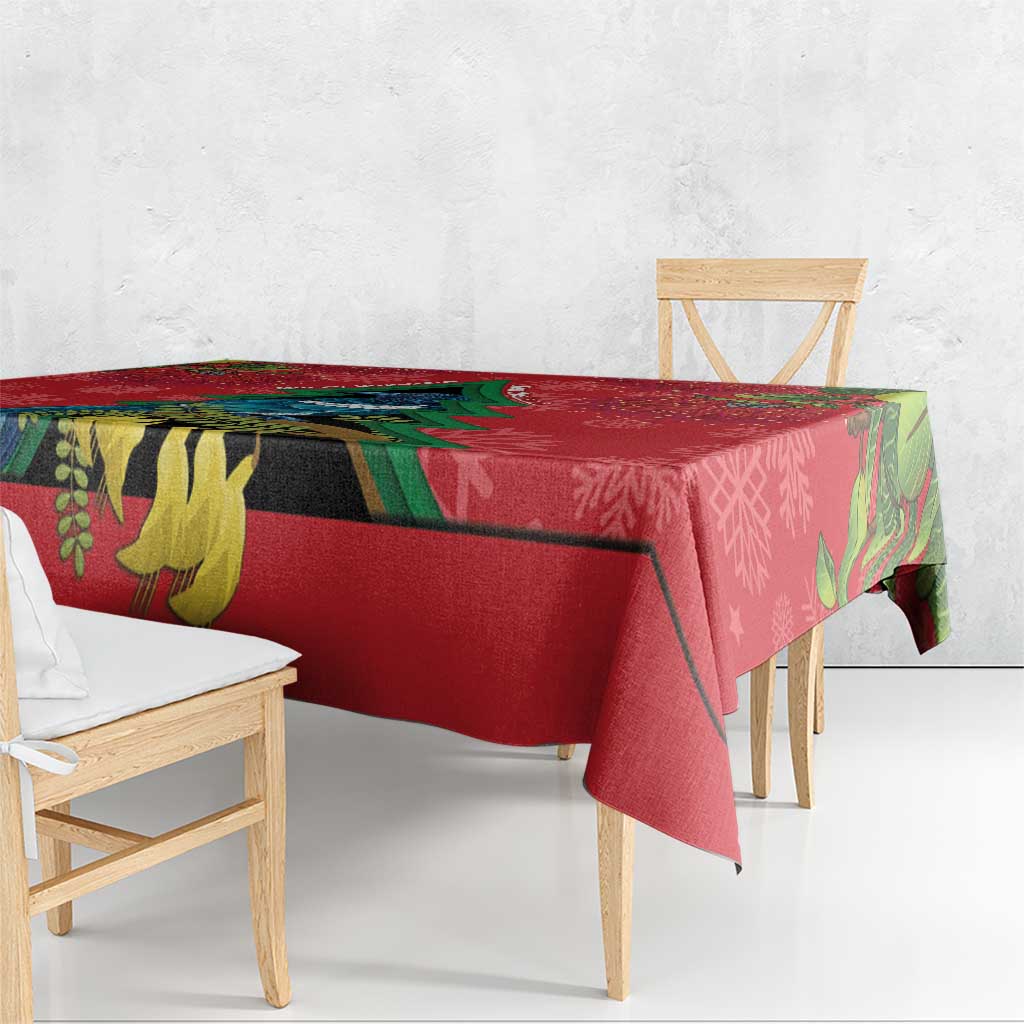 New Zealand Christmas In July Tablecloth Kowhai Tui Bird With Pohutukawa - Red LT14 - Polynesian Pride