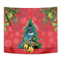 New Zealand Christmas In July Tapestry Kowhai Tui Bird With Pohutukawa - Red LT14 - Polynesian Pride