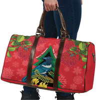 New Zealand Christmas In July Travel Bag Kowhai Tui Bird With Pohutukawa - Red LT14 - Polynesian Pride