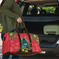 New Zealand Christmas In July Travel Bag Kowhai Tui Bird With Pohutukawa - Red LT14 - Polynesian Pride