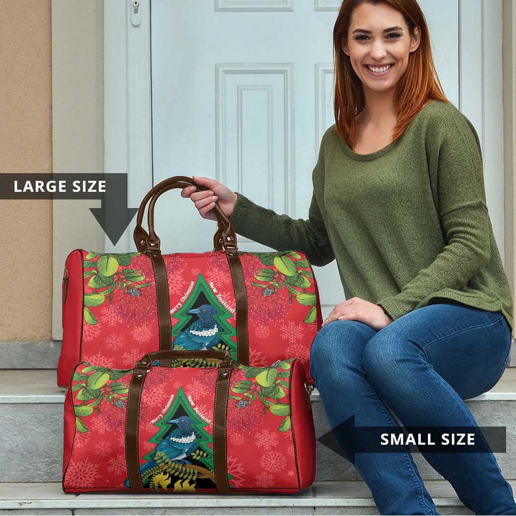 New Zealand Christmas In July Travel Bag Kowhai Tui Bird With Pohutukawa - Red LT14 - Polynesian Pride