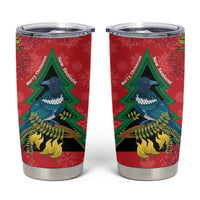 New Zealand Christmas In July Tumbler Cup Kowhai Tui Bird With Pohutukawa - Red LT14 Red - Polynesian Pride