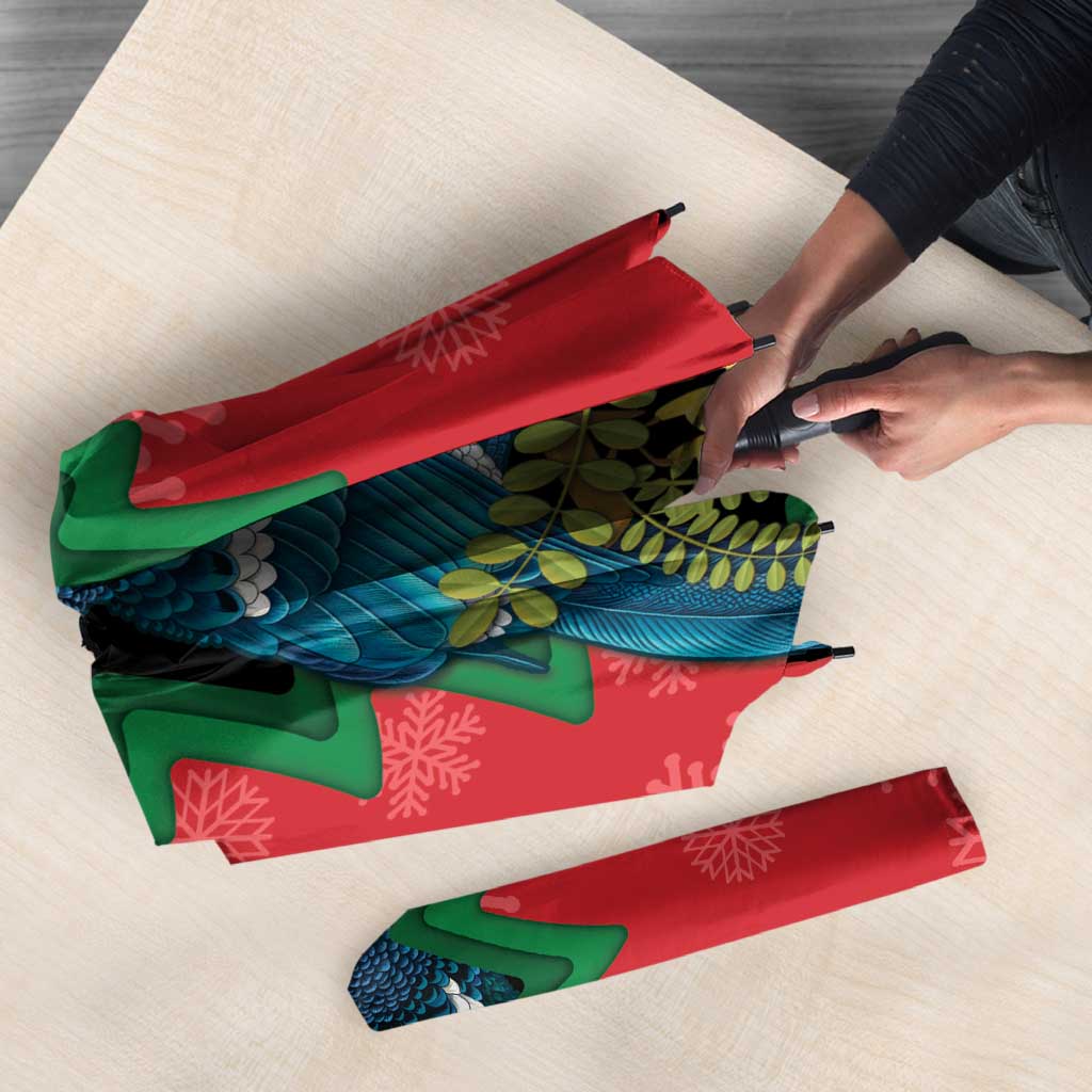 New Zealand Christmas In July Umbrella Kowhai Tui Bird With Pohutukawa - Red LT14 - Polynesian Pride