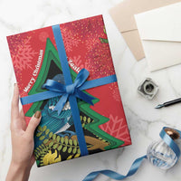 New Zealand Christmas In July Wrapping Paper Kowhai Tui Bird With Pohutukawa - Red LT14 - Polynesian Pride