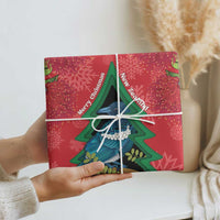 New Zealand Christmas In July Wrapping Paper Kowhai Tui Bird With Pohutukawa - Red LT14 - Polynesian Pride