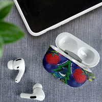 New Zealand Christmas In July AirPods Case Kowhai Tui Bird With Pohutukawa - Blue LT14 - Polynesian Pride