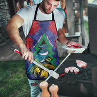 New Zealand Christmas In July Apron Kowhai Tui Bird With Pohutukawa - Blue LT14 - Polynesian Pride