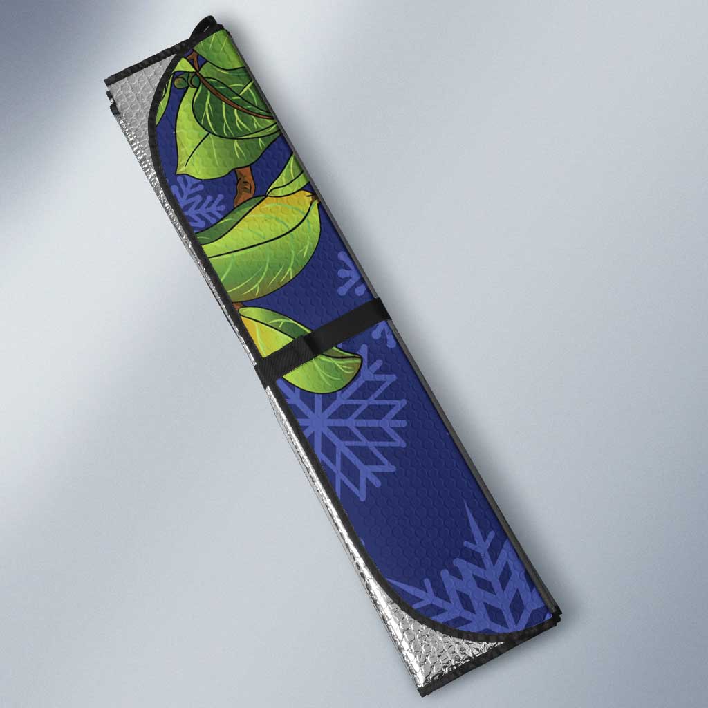 New Zealand Christmas In July Auto Sun Shade Kowhai Tui Bird With Pohutukawa - Blue LT14 - Polynesian Pride