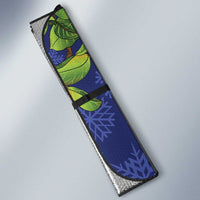 New Zealand Christmas In July Auto Sun Shade Kowhai Tui Bird With Pohutukawa - Blue LT14 - Polynesian Pride
